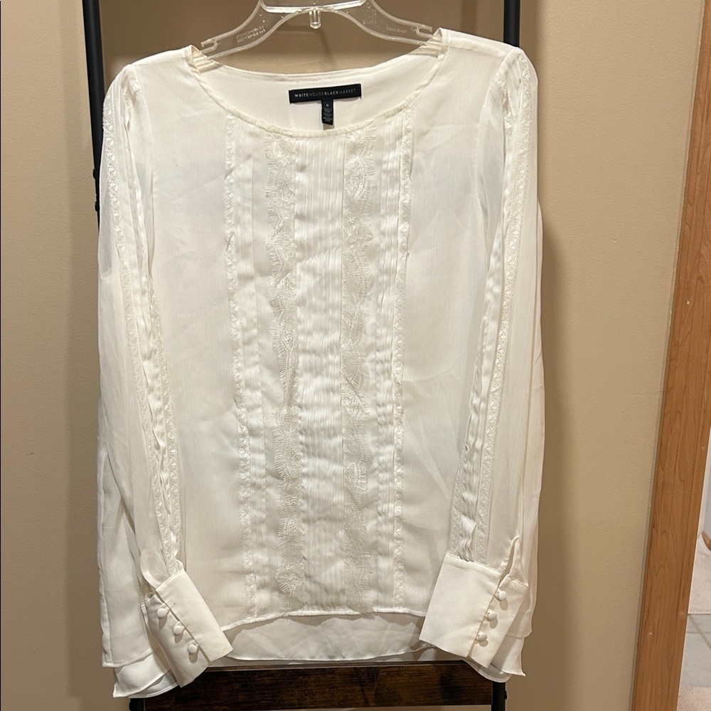 White House Black Market Cream Lace Blouse